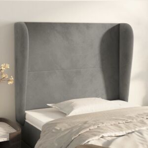 Pood24 voodipeats servadega, helehall, 103x23x118/128 cm, samet