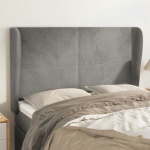 Pood24 voodipeats servadega, helehall, 147x23x118/128 cm, samet
