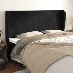 Pood24 voodipeats servadega, must, 203x23x118/128 cm, samet