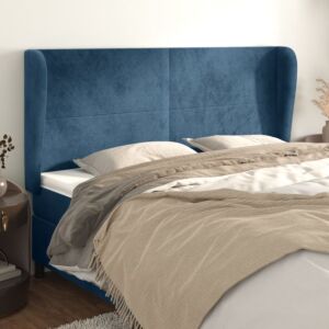 Pood24 voodipeats servadega, tumesinine, 203x23x118/128 cm, samet