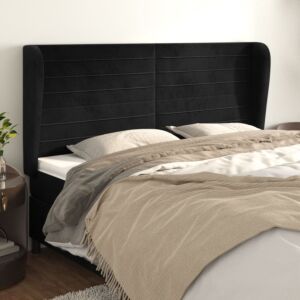 Pood24 voodipeats servadega, must, 183x23x118/128 cm, samet