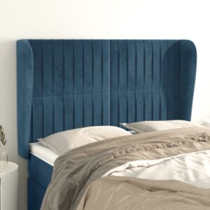 Pood24 voodipeats servadega, tumesinine, 147x23x118/128 cm, samet