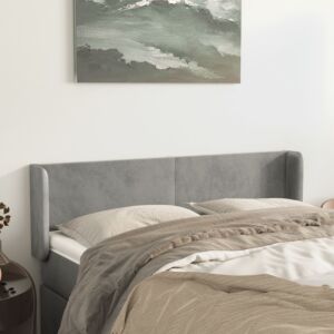 Pood24 voodipeats servadega, helehall, 147x16x78/88 cm, samet
