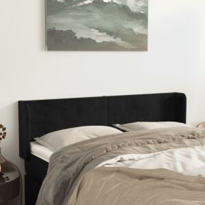 Pood24 voodipeats servadega, must, 147x16x78/88 cm, samet