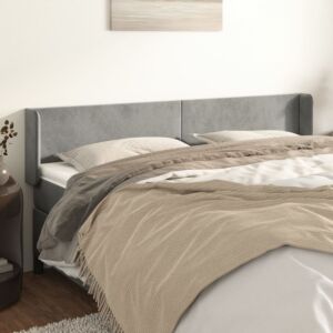 Pood24 voodipeats servadega, helehall, 163x16x78/88 cm, samet