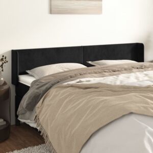 Pood24 voodipeats servadega, must, 163x16x78/88 cm, samet