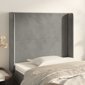 Pood24 voodipeats servadega, helehall, 83x16x118/128 cm, samet