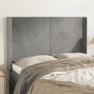 Pood24 voodipeats servadega, helehall, 147x16x118/128 cm, samet