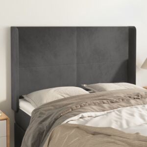 Pood24 voodipeats servadega, tumehall, 147x16x118/128 cm, samet