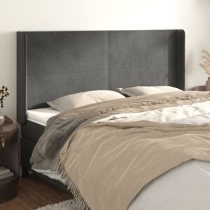 Pood24 voodipeats servadega, tumehall, 203x16x118/128 cm, samet