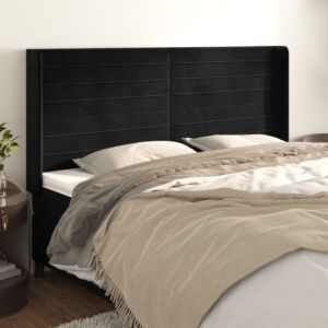 Pood24 voodipeats servadega, must, 183x16x118/128 cm, samet