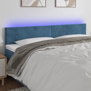 Pood24 LED-voodipeats, tumesinine, 160x5x78/88 cm, samet