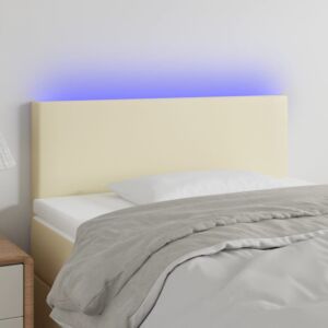 Pood24 LED-voodipeats, kreemjas, 100x5x78/88 cm, kunstnahk