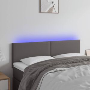 Pood24 LED-voodipeats, hall, 144x5x78/88 cm, kunstnahk