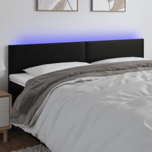 Pood24 LED-voodipeats, must, 160x5x78/88 cm, kunstnahk