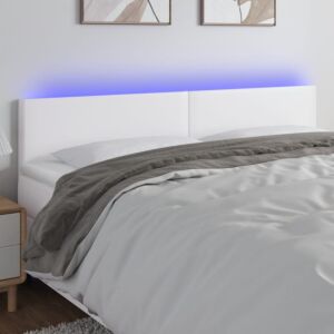 Pood24 LED-voodipeats, valge, 160x5x78/88 cm kunstnahk