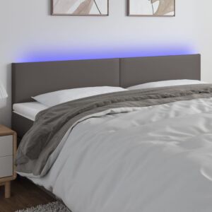 Pood24 LED-voodipeats, hall, 200x5x78/88 cm, kunstnahk