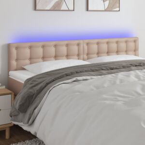 Pood24 LED-voodipeats, Cappuccino, 200x5x78/88 cm kunstnahk