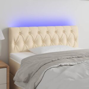 Pood24 LED-voodipeats, kreemjas, 100x7x78/88 cm, kangas