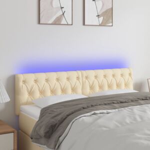 Pood24 LED-voodipeats, kreemjas, 160x7x78/88 cm, kangas