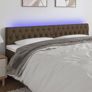 Pood24 LED-voodipeats, tumepruun, 200x7x78/88 cm, kangas