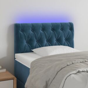 Pood24 LED-voodipeats, tumesinine, 80x7x78/88 cm, samet