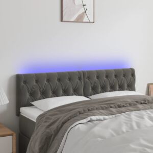 Pood24 LED-voodipeats, tumehall, 144x7x78/88 cm, samet