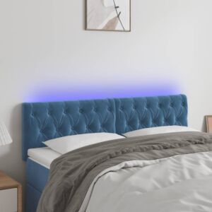Pood24 LED-voodipeats, tumesinine, 144x7x78/88 cm, samet
