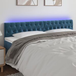 Pood24 LED-voodipeats, tumesinine, 200x7x78/88 cm, samet