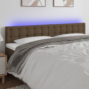 Pood24 LED-voodipeats, tumepruun, 200x5x78/88 cm, kangas