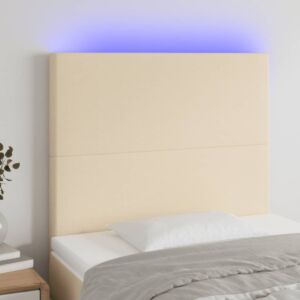 Pood24 LED-voodipeats, kreemjas, 100x5x118/128 cm, kangas