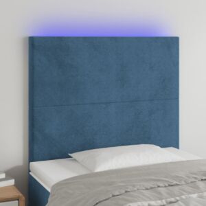 Pood24 LED-voodipeats, tumesinine, 100x5x118/128 cm, samet