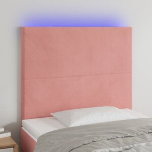 Pood24 LED-voodipeats, roosa, 100x5x118/128 cm, samet