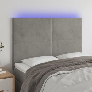 Pood24 LED-voodipeats, helehall, 144x5x118/128 cm, samet