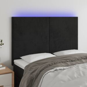 Pood24 LED-voodipeats, must, 144x5x118/128 cm, samet