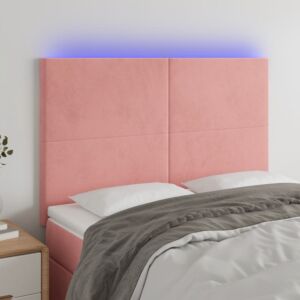 Pood24 LED-voodipeats, roosa, 144x5x118/128 cm, samet