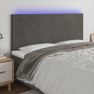 Pood24 LED-voodipeats, tumehall, 160x5x118/128 cm, samet