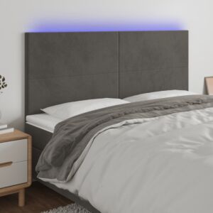 Pood24 LED-voodipeats, tumehall, 180x5x118/128 cm, samet