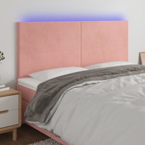 Pood24 LED-voodipeats, roosa, 200x5x118/128 cm, samet