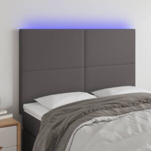 Pood24 LED-voodipeats, hall, 144x5x118/128 cm, kunstnahk