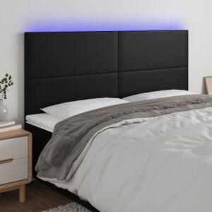 Pood24 LED-voodipeats, must, 160x5x118/128 cm, kunstnahk