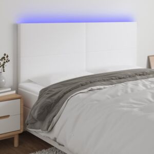 Pood24 LED-voodipeats, valge, 160x5x118/128 cm, kunstnahk