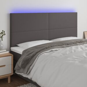Pood24 LED-voodipeats, hall, 160x5x118/128 cm, kunstnahk
