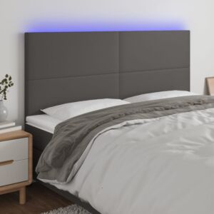 Pood24 LED-voodipeats, hall, 180x5x118/128 cm, kunstnahk