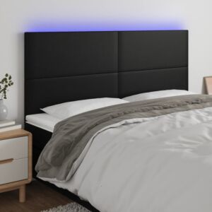 Pood24 LED-voodipeats, must, 200x5x118/128 cm, kunstnahk