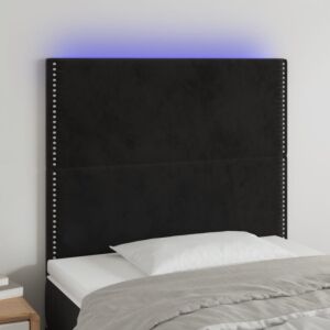 Pood24 LED-voodipeats, must, 100x5x118/128 cm, samet