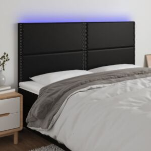 Pood24 LED-voodipeats, must, 180x5x118/128 cm, kunstnahk