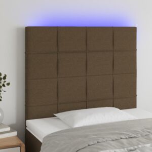 Pood24 LED-voodipeats, tumepruun, 90x5x118/128 cm, kangas