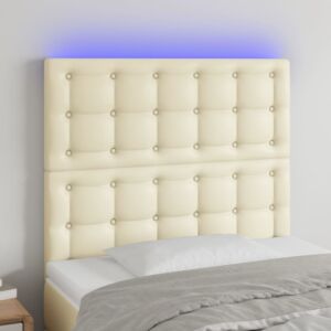 Pood24 LED-voodipeats, kreemjas, 80x5x118/128 cm, kunstnahk