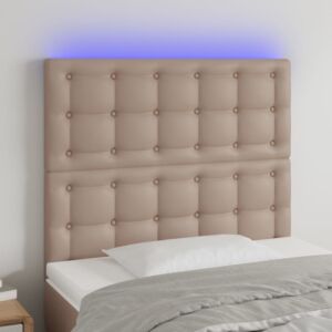 Pood24 LED-voodipeats, Cappuccino, 90x5x118/128 cm, kunstnahk